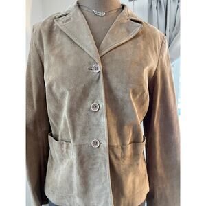 VTG suede jacket camel 12 PET, Ann Taylor pockets lined‎